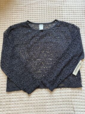 See through black long sleeve shirt!